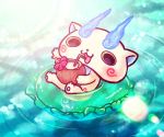  chill_ykon coconut drinking drinking_straw flower innertube koma-san no_humans open_mouth solo youkai youkai_watch 