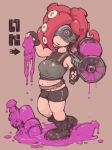 1girl armor belt boots chestplate gloves goggles gun ibukichi ink inkling shorts splatoon squid takozonesu tentacle_hair weapon 