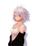  1girl 31_pacers grey_eyes highres jacket open_clothes open_jacket original short_hair silver_hair solo 