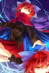  1girl bow cape disembodied_head hair_bow kutsuki_kai long_sleeves red_eyes redhead sekibanki shirt skirt touhou 