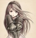  1girl agnes_oblige black_clothes black_hair bravely_default:_flying_fairy bravely_default_(series) brown_eyes brown_hair dress elbow_gloves gloves hair_ornament hairband long_hair looking_at_viewer open_mouth shouma_(bravespiritya) tagme 