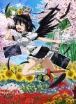  1girl anime_coloring bamboo black_hair black_wings camera cherry_blossoms cirno commentary_request daiyousei feathers field flandre_scarlet flower flower_field flying full_body geta hat hong_meiling inaba_tewi kazami_yuuka leaf lily_of_the_valley looking_at_viewer lunamoon newspaper one_eye_closed open_mouth pointy_ears puffy_sleeves reisen_udongein_inaba remilia_scarlet rose rumia shameimaru_aya shirt short_hair short_sleeves skirt smile socks spider_lily string sunflower tengu-geta the_memories_of_phantasm tokin_hat touhou tree white_legwear wings wriggle_nightbug 