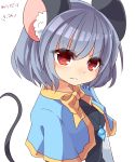  1girl animal_ears capelet dated grey_hair highres jewelry kozakura_(dictionary) mouse_ears mouse_tail nazrin pendant red_eyes short_hair simple_background solo tail touhou white_background 
