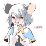  1girl animal_ears blush covering_mouth dated grey_hair kozakura_(dictionary) mouse_ears mouse_tail nazrin red_eyes short_hair solo tail touhou 