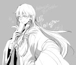  1girl aoki_hagane_no_arpeggio artist_request braid character_name dated earrings freckles jewelry long_hair monochrome side_braid star star_earrings uss_lexington_(aoki_hagane_no_arpeggio) 