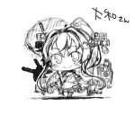  1girl blush_stickers character_name chibi flower graphite_(medium) hair_flower hair_intakes hair_ornament kantai_collection long_hair oriental_umbrella ponytail simple_background sketch smile solo traditional_media umbrella white_background yagumo_kengou yamato_(kantai_collection) 