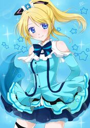  ayase_eli blonde_hair blue_eyes blush dress long_hair love_live!_school_idol_project ponytail 