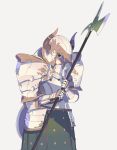  1girl armor breastplate dungeons_&amp;_princess faulds full_armor gauntlets helm helmet nagisa_kurousagi poleaxe shoulder_armour solo visor_(armor) 