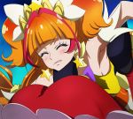  2girls amanogawa_kirara armpits bare_shoulders closed_eyes cure_twinkle earrings go!_princess_precure haruyama_kazunori jewelry long_hair multicolored_hair multiple_girls orange_hair precure redhead star star_earrings twilight_(go!_princess_precure) two-tone_hair 