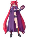  1girl akaga_hirotaka arcana_heart arcana_heart_3 belt boots breasts cape detached_sleeves long_hair midriff official_art red_eyes redhead scharlachrot short_shorts shorts simple_background twintails very_long_hair white_background 