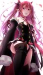  1girl absurdres artist_request breasts cleavage dress highres krul_tepes long_hair owari_no_seraph pink_hair pointy_ears solo tagme thigh-highs 