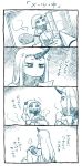  2girls 4koma abekawa claws comic detached_sleeves hand_on_another&#039;s_head horn horns i-class_destroyer kantai_collection multiple_girls northern_ocean_hime photo_(object) seaport_hime shinkaisei-kan translated younger 