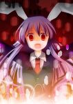  :d bad_id blazer blur bunny_ears bust collar empty_eyes izumi_minami jacket light long_hair necktie open_mouth outstretched_arms purple_hair rabbit_ears red_eyes reisen_udongein_inaba smile spread_arms surprised touhou wide_eyes 