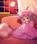  couch hanui highres moon oto pillow red_eyes red_sky remilia_scarlet touhou window 