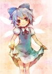  ame_shoku bloomers blue_eyes blue_hair cirno curtsey dress dress_lift face hands short_hair smile touhou wings 