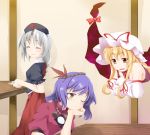  blonde_hair braid detached_sleeves gap hairband hat ichiju long_hair ogami_kazuki purple_hair red_eyes rope short_hair silver_hair touhou wink yagokoro_eirin yakumo_yukari yasaka_kanako yellow_eyes 