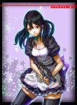  black_hair gun maid minka_lee_(nico_nico_douga) nico_nico_douga saitom thigh-highs thighhighs twintails weapon 