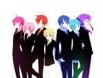  akaito aqua_eyes aqua_hair bad_id bisuko_(bisco_mm) blonde_hair blue_eyes blue_hair formal genderswap hatsune_mikuo kagamine_len kaito kamui_gakupo kasane_ted long_hair male megurine_luki necktie pink_eyes pink_hair ponytail purple_eyes purple_hair red_eyes red_hair redhead scarf short_hair simple_background smile suit utau violet_eyes vocaloid wink 