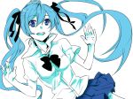  akaya blue hands hatsune_miku long_hair monochrome sketch twintails vocaloid 