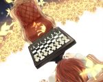  carillon chess chessboard dutch_angle flower glowing rose solo throne umineko_no_naku_koro_ni ushiromiya_battler xxcarillonxx 