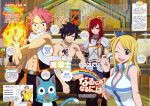  blonde_hair breasts cat cleavage erza_scarlet fairy_tail gray_fullbuster hair_ribbon happy_(cat) happy_(fairy_tail) highres huge_breasts jewelry key lucy_heartfilia lucy_heartphilia mage natsu_dragneel natsu_dragonil necklace red_hair redhead ribbon smile wink 