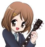  brown_eyes brown_hair guitar hirasawa_yui instrument k-on! no_nose school_uniform short_hair yoshii_yumi 