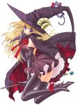  blonde_hair carnelian elbow_gloves frills gloves hat highres lilith thigh-highs thighhighs vector_trace witch_hat yami_to_boushi_to_hon_no_tabibito zettai_ryouiki 
