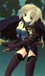  blonde_hair blue_eyes cape highres shiranagi_masa short_hair sword thigh-highs thighhighs weapon 