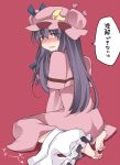  1girl bloomers bloomers_around_one_leg blush capelet coat crescent_hair_ornament hair_ornament hammer_(sunset_beach) long_hair mob_cap patchouli_knowledge purple_hair sitting solo touhou translation_request underwear very_long_hair violet_eyes wariza 