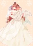  2girls bouquet bridal_veil carrying dress flower highres imaizumi_kagerou kiss multiple_girls orz_(kagewaka) princess_carry touhou veil wakasagihime wedding wedding_dress yuri 