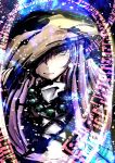  1girl ajirogasa beads brown_hair cross-laced_clothes dress gradient_hair hat highres hijiri_byakuren light_particles long_hair looking_at_viewer multicolored_hair prayer_beads purple_hair solo sorcerer&#039;s_sutra_scroll touhou turtleneck upper_body uranfu yellow_eyes 