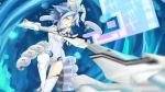  1girl axe blue_hair bodysuit choujigen_game_neptune highres neptune_(series) red_eyes solo weapon white_heart wings 