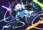  1girl blue_eyes bodysuit choujigen_game_neptune gauntlets highres long_hair mizunashi_(second_run) neptune_(series) next_black noire shin_jigen_game_neptune_vii solo sword weapon white_hair 