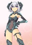  1girl blue_eyes bodysuit breasts cleavage cross_(crossryou) date_a_live see-through short_hair silver_hair solo thigh-highs tobiichi_origami 