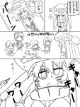  5girls artist_name book building_block comic door face_writing fubuki_(kantai_collection) hatsuyuki_(kantai_collection) kantai_collection kobashi_daku lying marker marking miyuki_(kantai_collection) monochrome multiple_girls on_stomach paper_hat paper_roll shaded_face shirayuki_hime sitting stuffed_animal stuffed_toy teddy_bear translation_request twitter_username whisker_markings wo-class_aircraft_carrier 