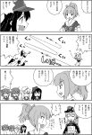  6+girls :d =_= akatsuki_(kantai_collection) anchor_symbol bow comic commentary_request fang flat_cap folded_ponytail hair_bow hair_ornament hairclip hammer_and_sickle hat hibiki_(kantai_collection) high_ponytail highres ikazuchi_(kantai_collection) inazuma_(kantai_collection) kantai_collection long_hair long_sleeves military military_uniform multiple_girls o_o open_mouth peaked_cap ponytail prinz_eugen_(kantai_collection) ro-500_(kantai_collection) school_swimsuit shinkaisei-kan short_hair short_sleeves smile swimsuit swimsuit_under_clothes translation_request uniform verniy_(kantai_collection) wasu yuubari_(kantai_collection) 