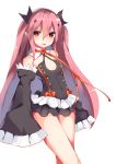 1girl bare_shoulders blush detached_sleeves henet_hene krul_tepes long_hair looking_at_viewer owari_no_seraph pink_hair pointy_ears red_eyes smile solo 