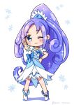  1girl artist_request blue_eyes blue_hair choker cure_diamond dokidoki!_precure dress female hishikawa_rikka long_hair magical_girl ponytail smile solo source_request wink 