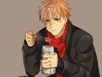  1boy archer eating emiya_shirou fate/extra fate/stay_night fate_(series) orange_hair pukkun-apple scarf solo white_hair 