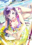  119 1girl bikini breasts green_eyes highres long_hair looking_at_viewer love_live!_school_idol_project open_mouth purple_hair sketch smile solo swimsuit toujou_nozomi twintails 