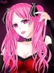  breasts choker corset hair_ribbon highres jewelry pink_eyes pink_hair ribbon shiki shimizu_megumi 