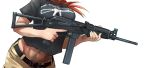  1girl akx-9 didloaded gun handgun orange_hair original simple_background solo trigger_discipline weapon 