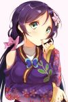  1girl breasts green_eyes japanese_clothes long_hair love_live!_school_idol_project pachi_(sugiyama0306) purple_hair solo toujou_nozomi twintails 