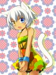  1boy animal_ears cat_ears cat_tail child crossdressinging dress fang heterochromia kamiyoshi_rika original otoko_no_ko solo tail thoto 
