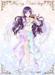  angel barefoot birthday blush closed_eyes dress long_hair love_live!_school_idol_project toujou_nozomi violet_hair wings 
