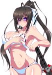  1girl akino_masoho bikini black_hair highres infinite_stratos long_hair ponytail shinonono_houki swimsuit sword violet_eyes weapon 