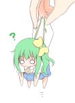 0_0 1girl ? bow chibi daiyousei fairy_wings green_hair hair_bow hands mickeysmith picking_up side_ponytail touhou white_background wings 