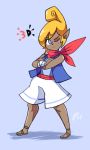  1girl ;) barefoot_sandals bigdead93 blonde_hair blue_eyes crossed_arms flat_chest full_body highres neckerchief one_eye_closed pointy_ears shorts smile solo tetra the_legend_of_zelda vest wind_waker zelda_musou 
