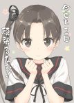  ayanami_(kantai_collection) brown_hair kantai_collection peko school_uniform serafuku side_ponytail 