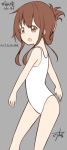  1girl brown_eyes brown_hair folded_ponytail gurande_(g-size) highres inazuma_(kantai_collection) kantai_collection long_hair one-piece_swimsuit standing swimsuit transparent_background 